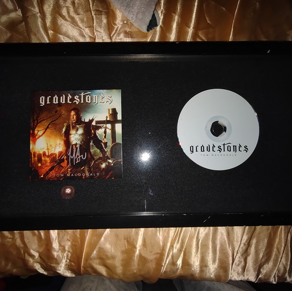 Tom Macdonald Signed Gravestones (framed and mounted in shadow box)